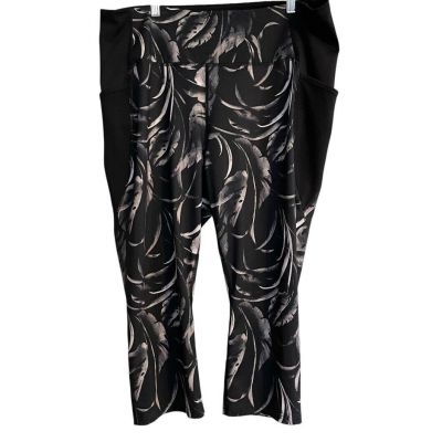 Tek Gear Workout Black Leggings High Waisted Pants Side Pockets Womens Plus 2X
